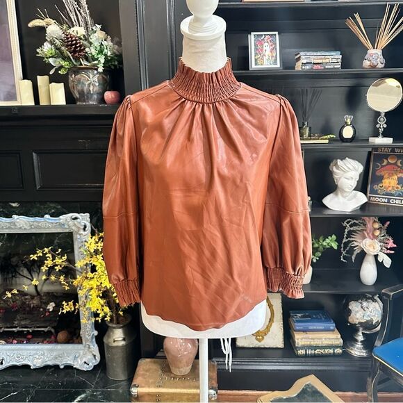 Faux-Leather Mock-Neck Top by INC International Concepts Size M - Picture 2 of 13